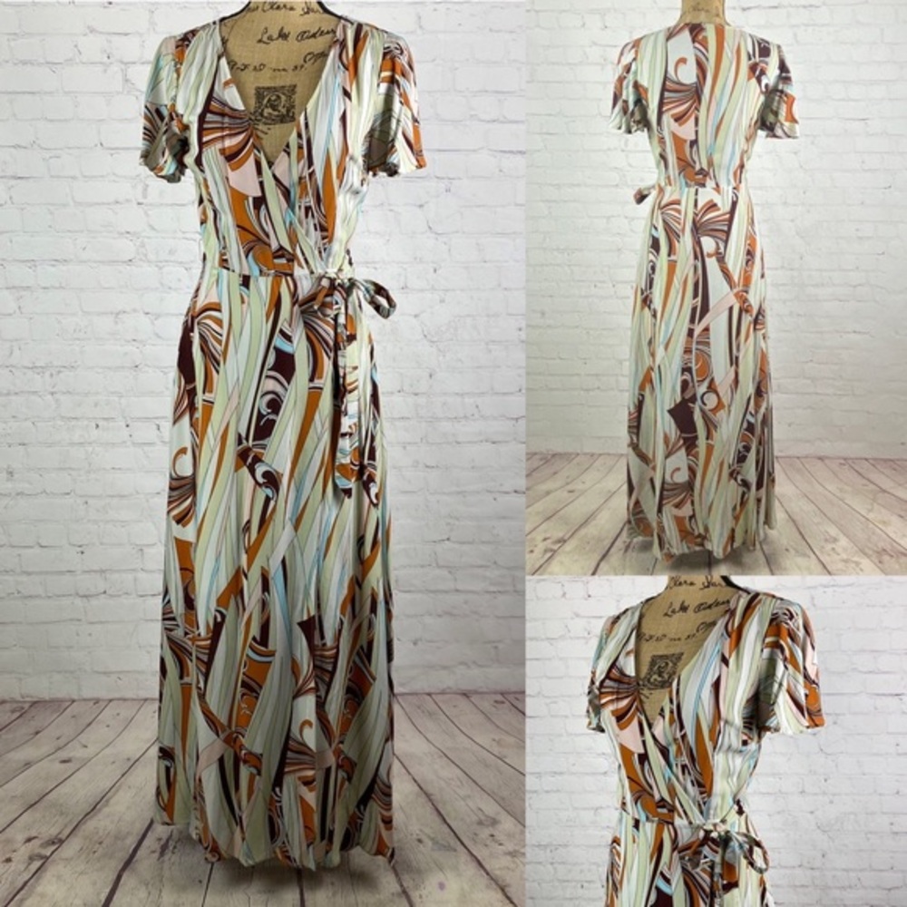 NWT Listicle Marbled Print Front Wrap Maxi
